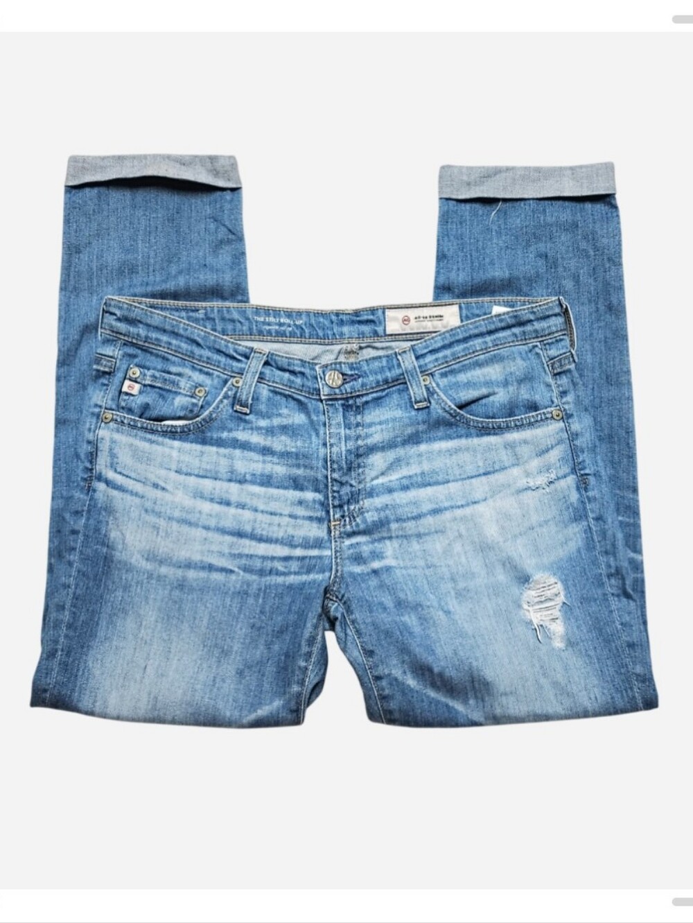 AG "The Stilt" Roll-Up Cigarette Jeans AG-ed Women's 29R Distressed Destroyed